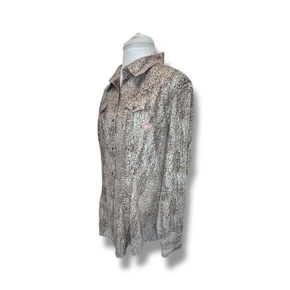 Wrangler Women’s Pearl Snap Embroidered Western Animal Print Shirt size XXL - Picture 3 of 13